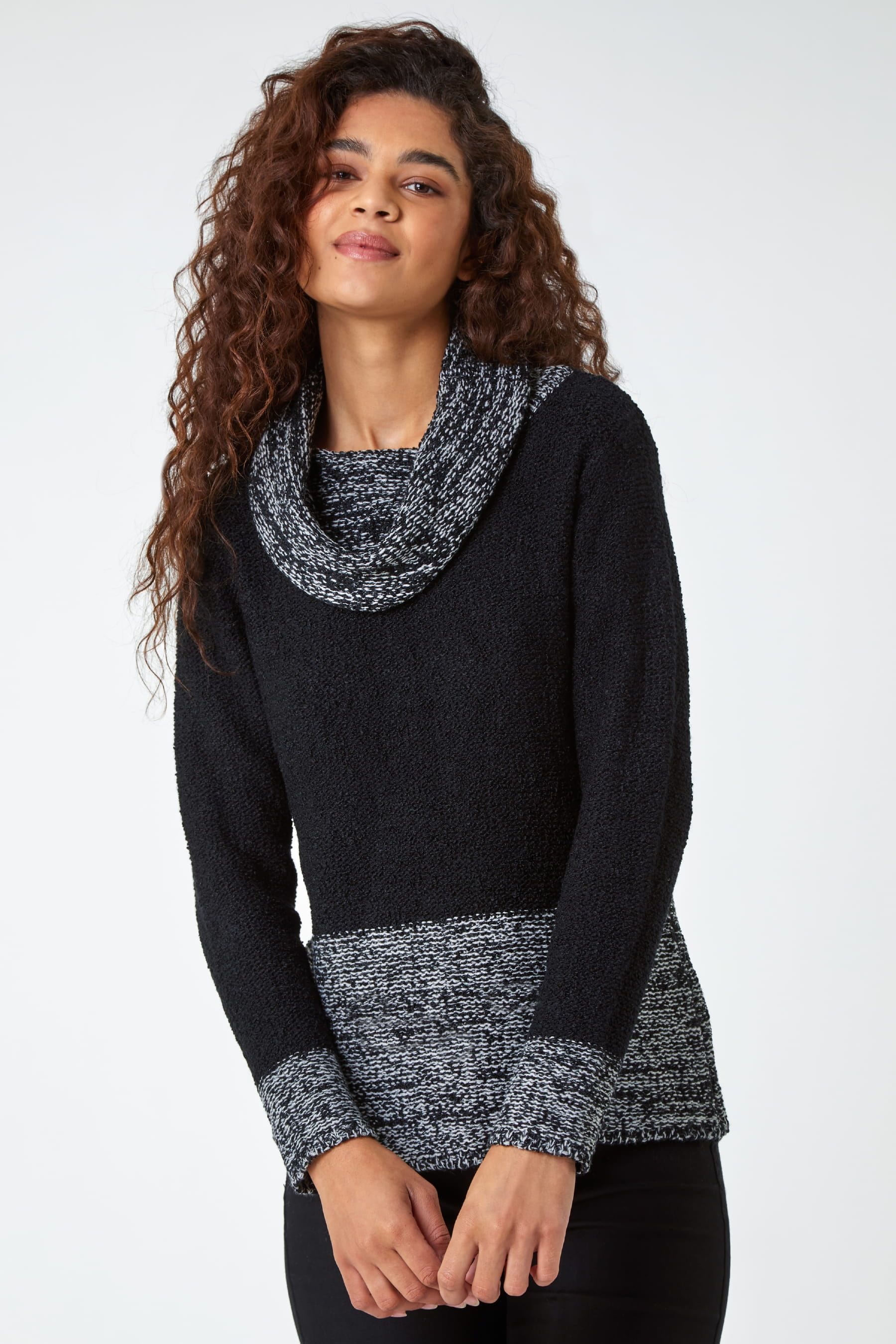 Women's black sale cowl neck jumper