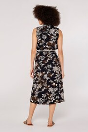 Apricot Black/Brown/White Palm Scene 2 Pocket Rope Belt Dress - Image 2 of 5