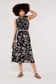 Apricot Black/Brown/White Palm Scene 2 Pocket Rope Belt Dress - Image 3 of 5