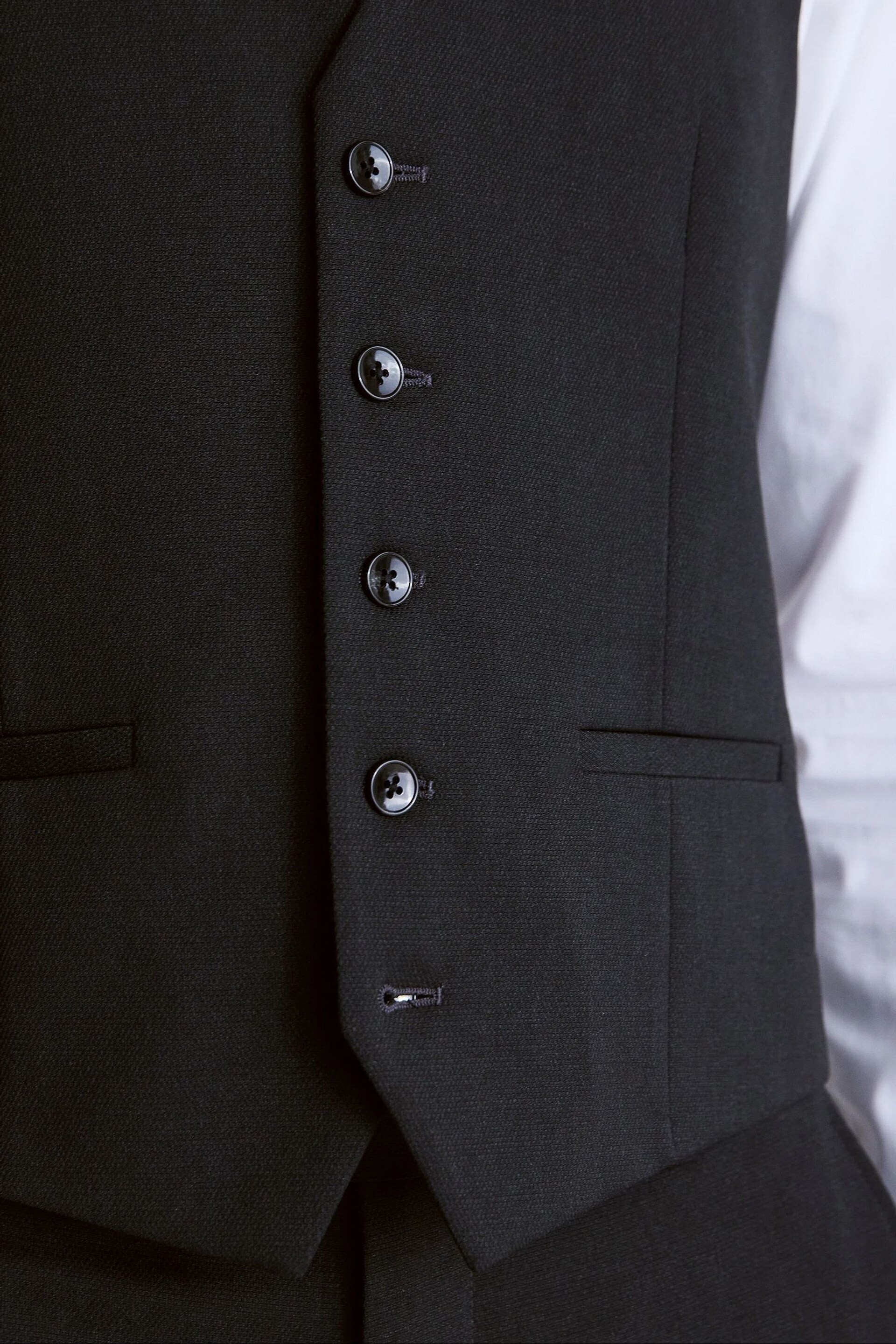 MOSS Charcoal Grey Slim Stretch Suit: Waistcoat - Image 3 of 3
