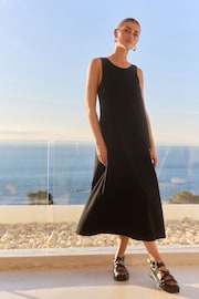 Black Sleeveless Jersey Dress - Image 1 of 6