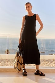 Black Sleeveless Jersey Dress - Image 2 of 6