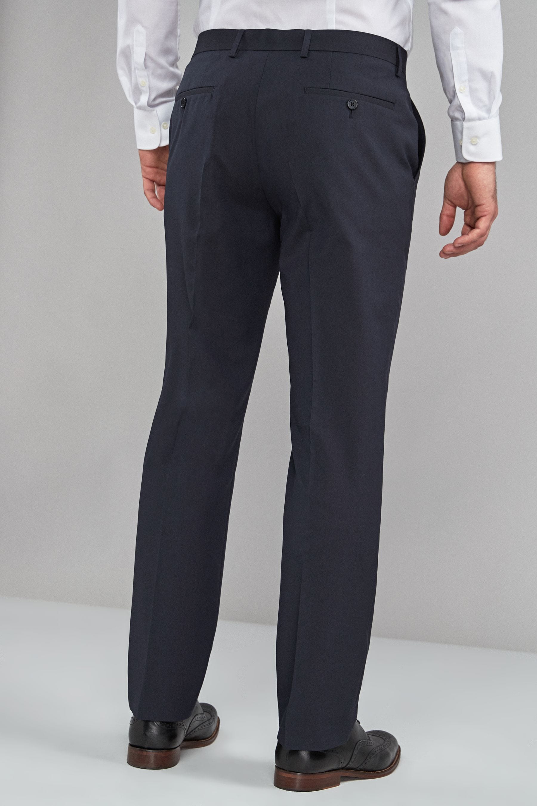Navy Blue Stretch Smart Trousers