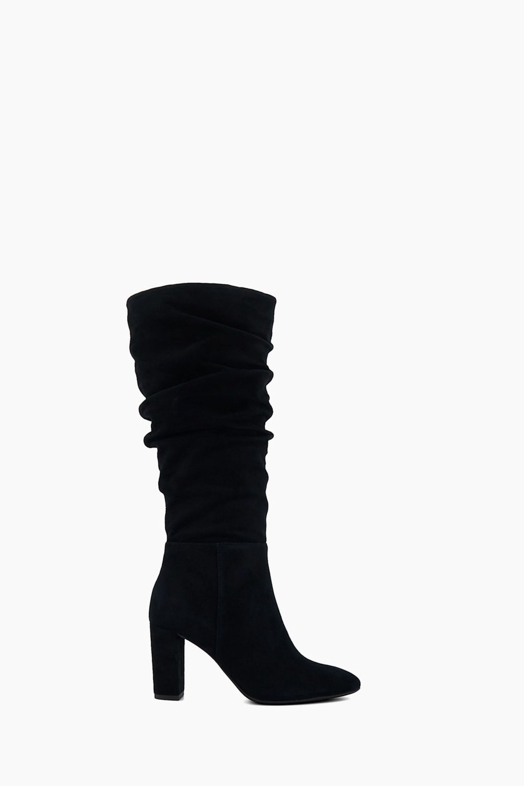 Dune black suede knee high boots discount