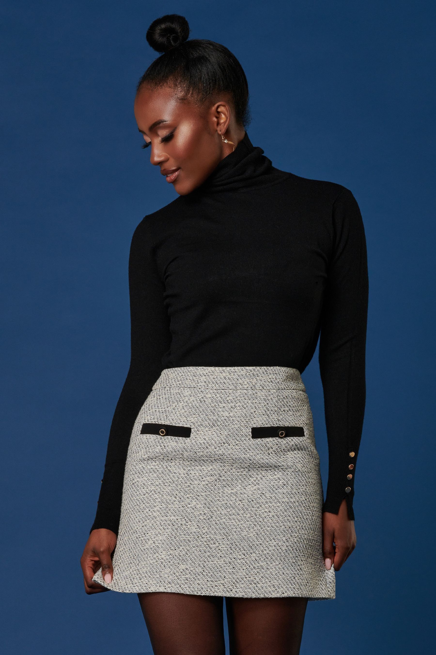 Buy Jolie Moi Grey Contrast A line Tweed Skirt from Next Luxembourg