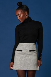 Jolie Moi Grey Contrast A-line Tweed Skirt - Image 2 of 6