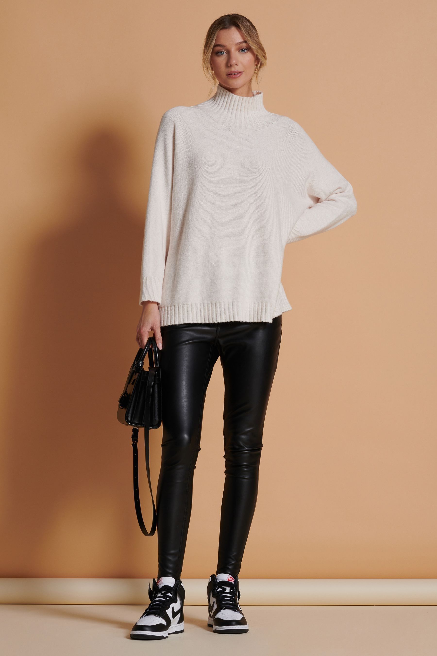 Buy Jolie Moi Cream Loose Fit High Neck Jumper from Next Luxembourg