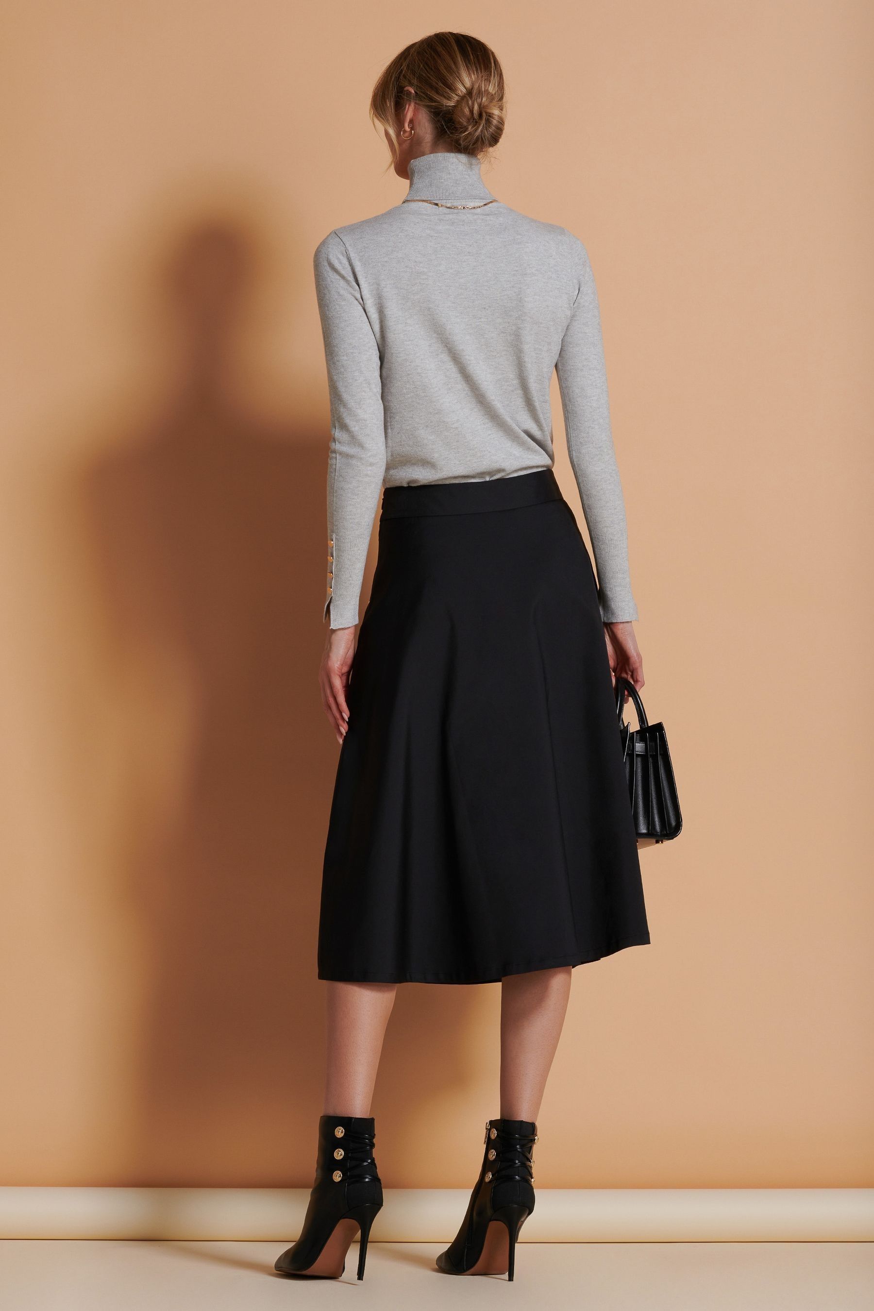 Black a line midi skirt deals