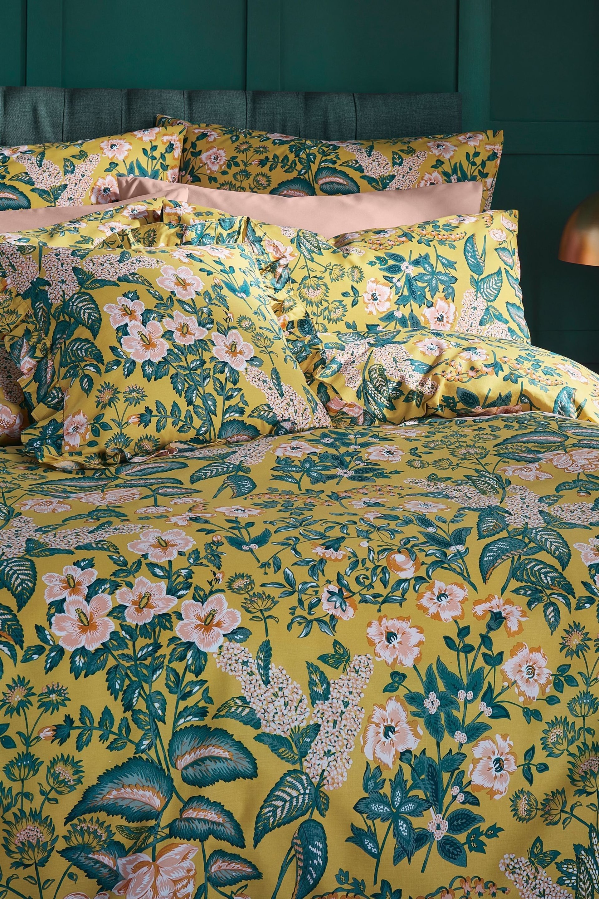 Amanda Holden Yellow Cotswold Floral Duvet Cover and Pillowcase Set - Image 2 of 4