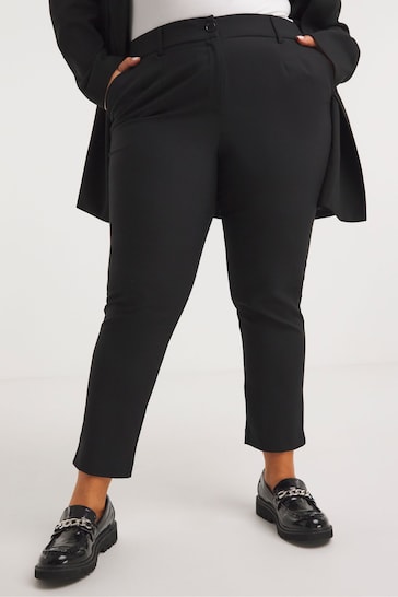 Simply Be Black Value Essentials Stretch Tapered Workwear Trousers