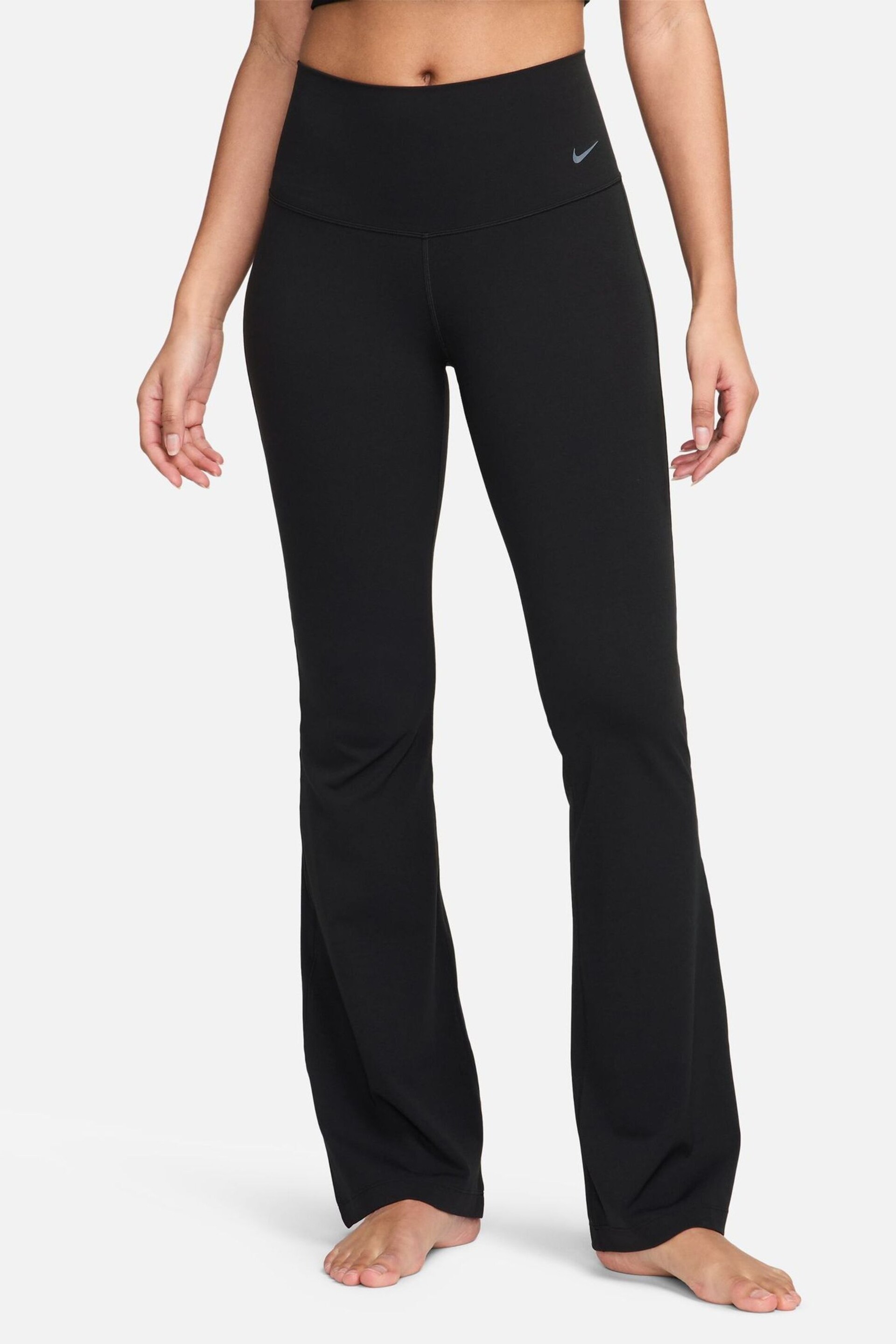 Nike Black One High Waisted Fold Over Flared Leggings - Image 1 of 5