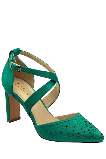 Lotus Green Diamante Pointed Toe Court Shoes