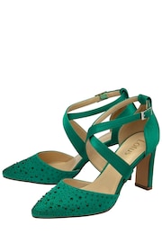 Lotus Green Diamante Pointed Toe Court Shoes - Image 2 of 4