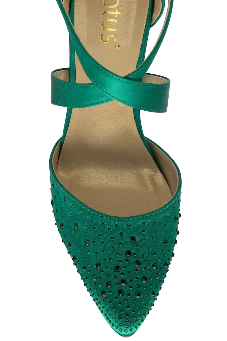 Lotus Green Diamante Pointed Toe Court Shoes - Image 4 of 4