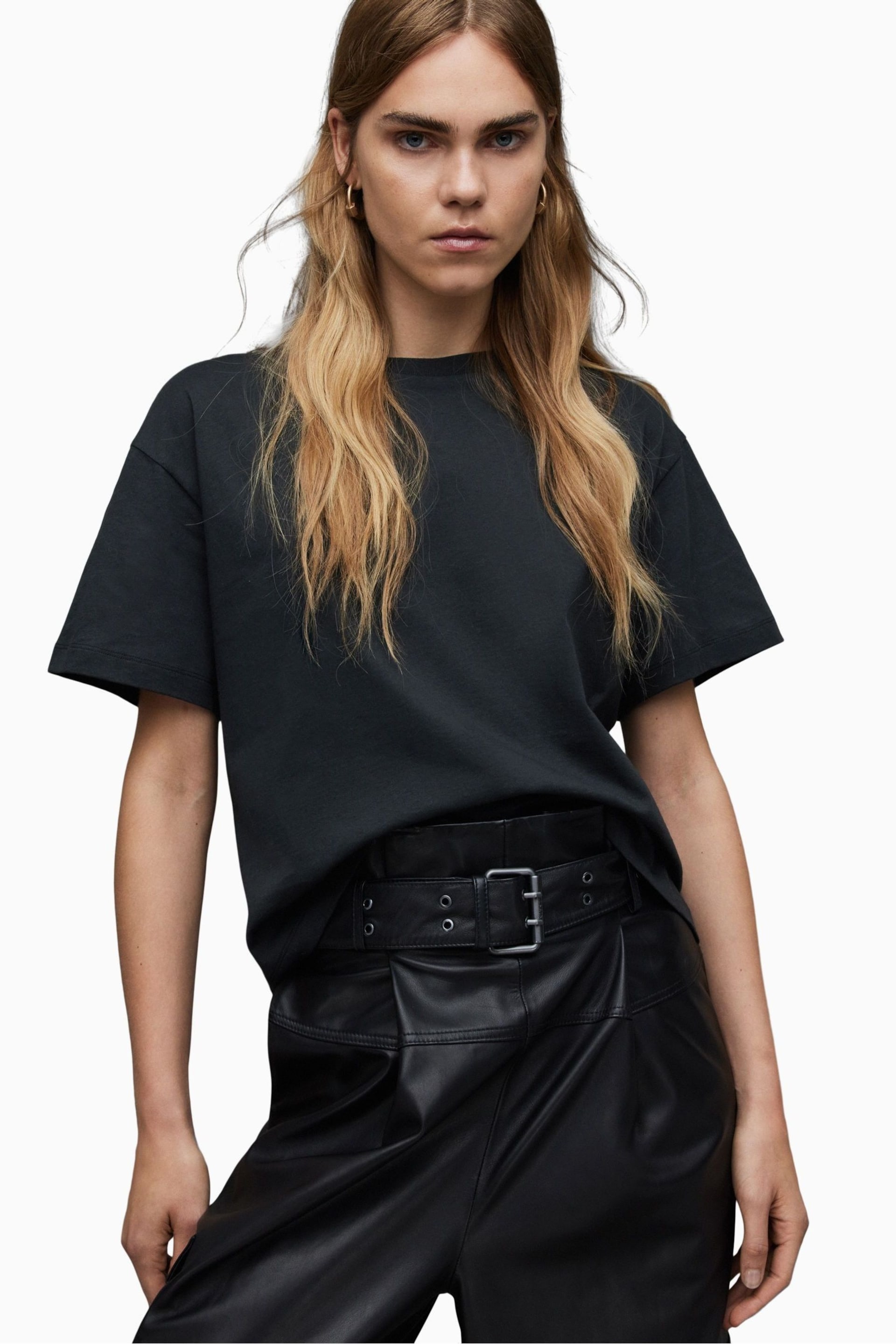 AllSaints Black Cygni T-Shirt - Image 1 of 6