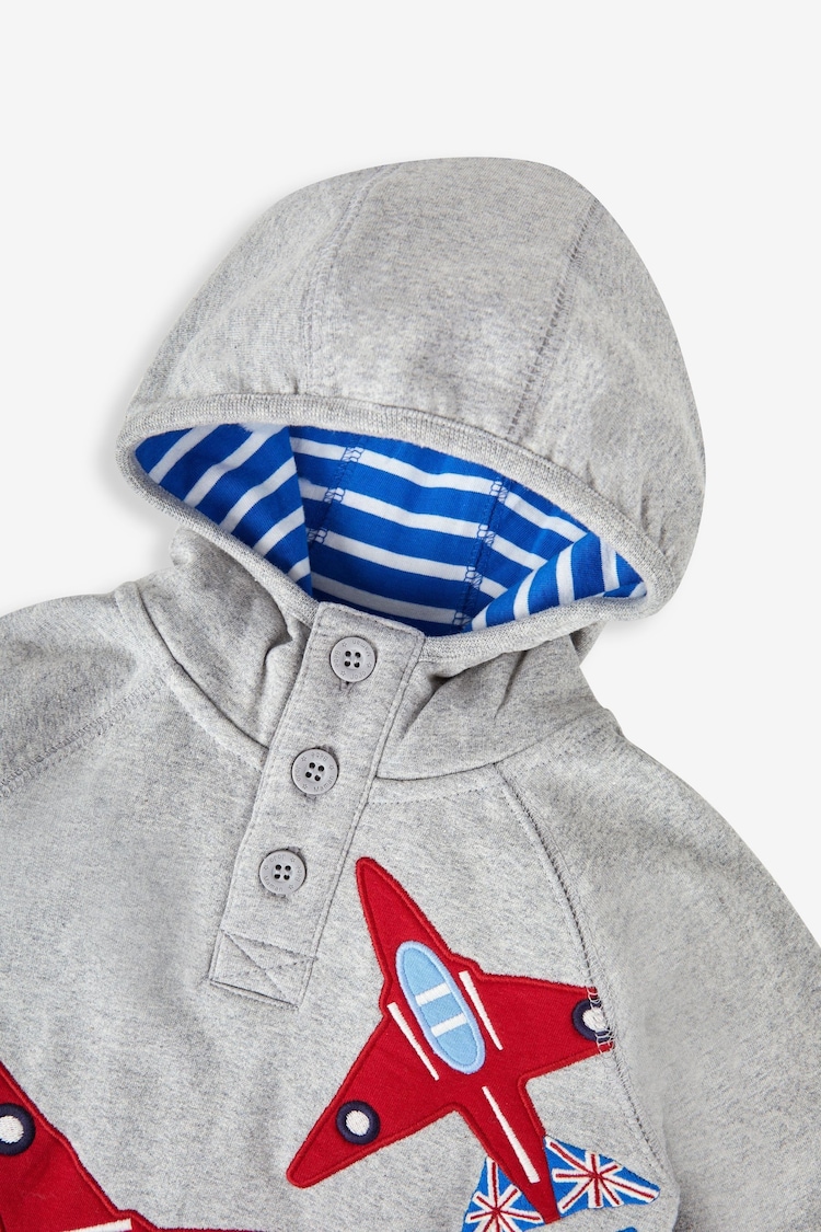 JoJo Maman Bébé Marl Grey Red Arrows Appliqué Hooded Sweatshirt - Image 2 of 3