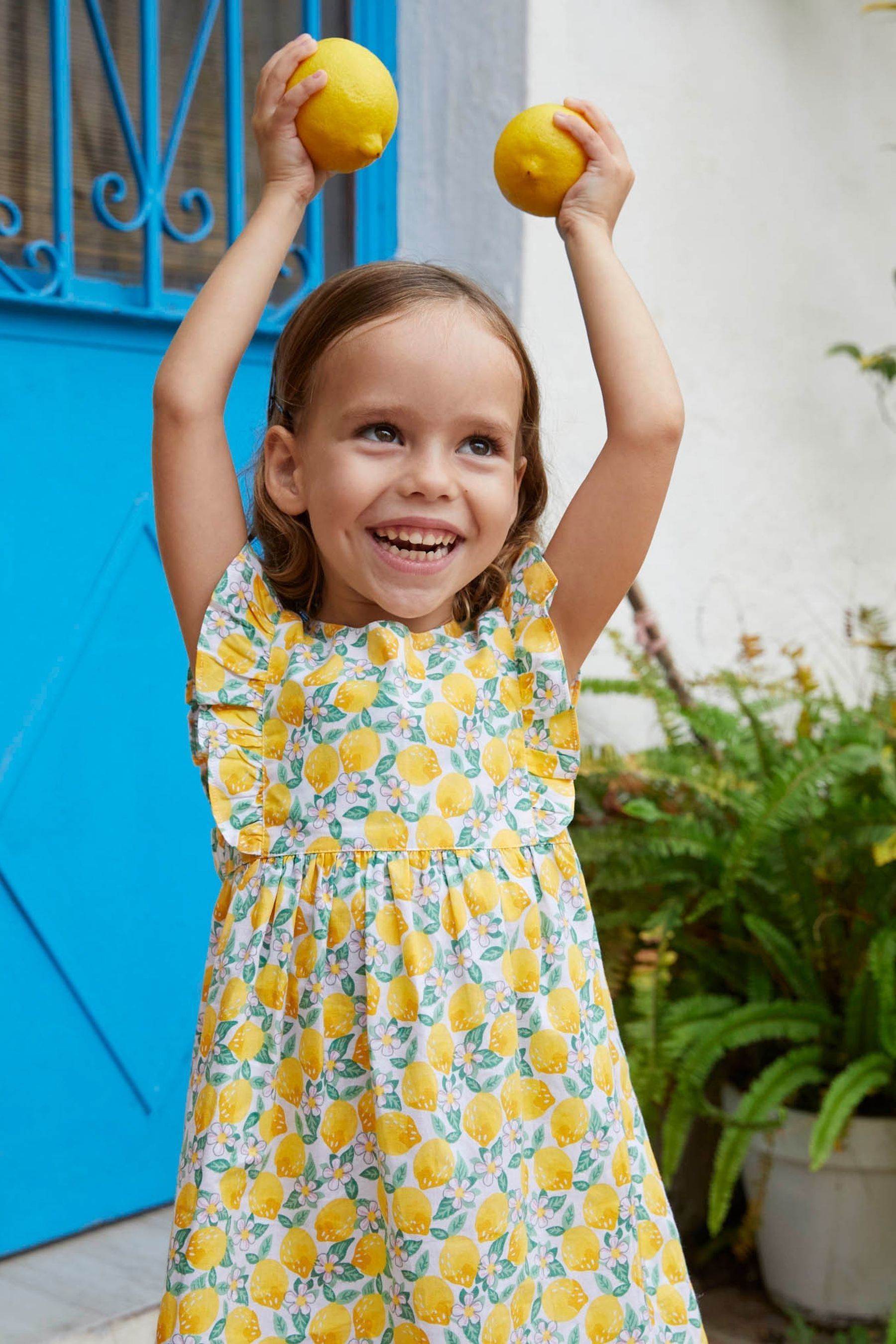 Buy JoJo Maman B b Yellow Bright Lemon Print Summer Dress from