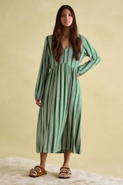 Joules Nia Green Long Sleeve Midaxi Dress - Image 1 of 6