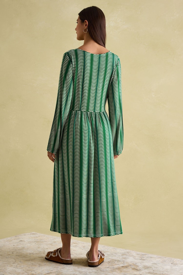 Joules Nia Green Long Sleeve Midaxi Dress - Image 2 of 6