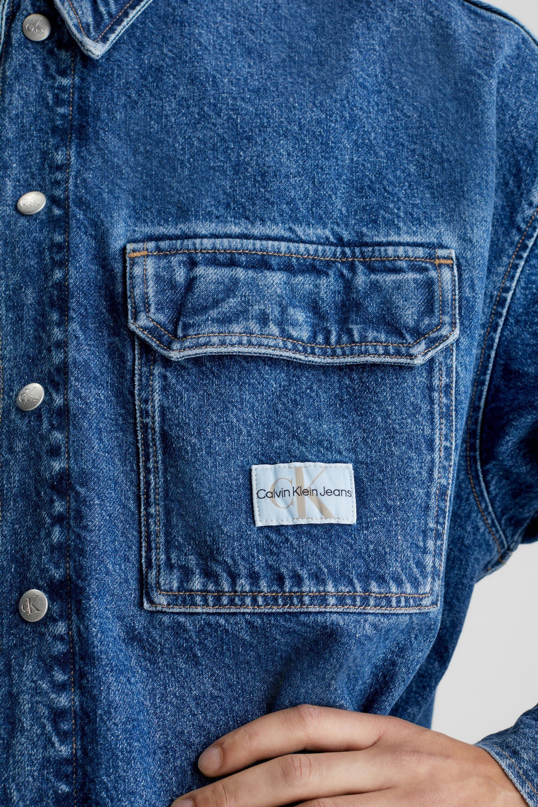 Buy Calvin Klein Jeans Blue Boxy Loose Utility Shirt from the Next