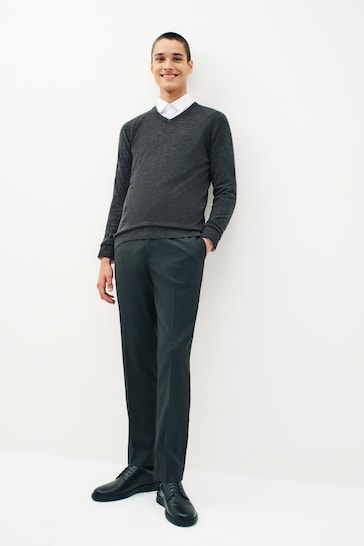 Charcoal Grey Tailored Stretch Smart Trousers