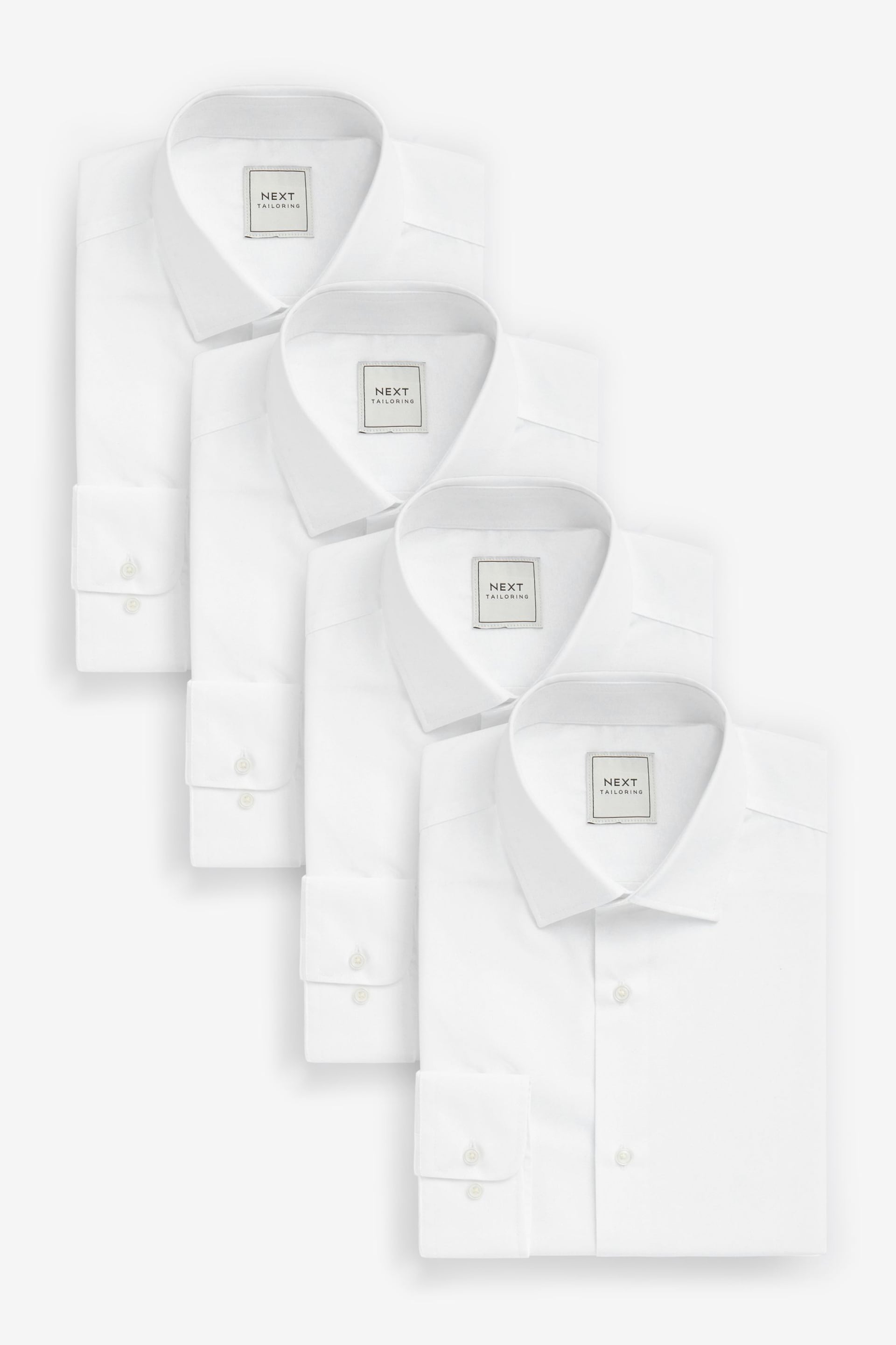 White Easy Care Single Cuff Shirts 4 Pack - Image 1 of 6