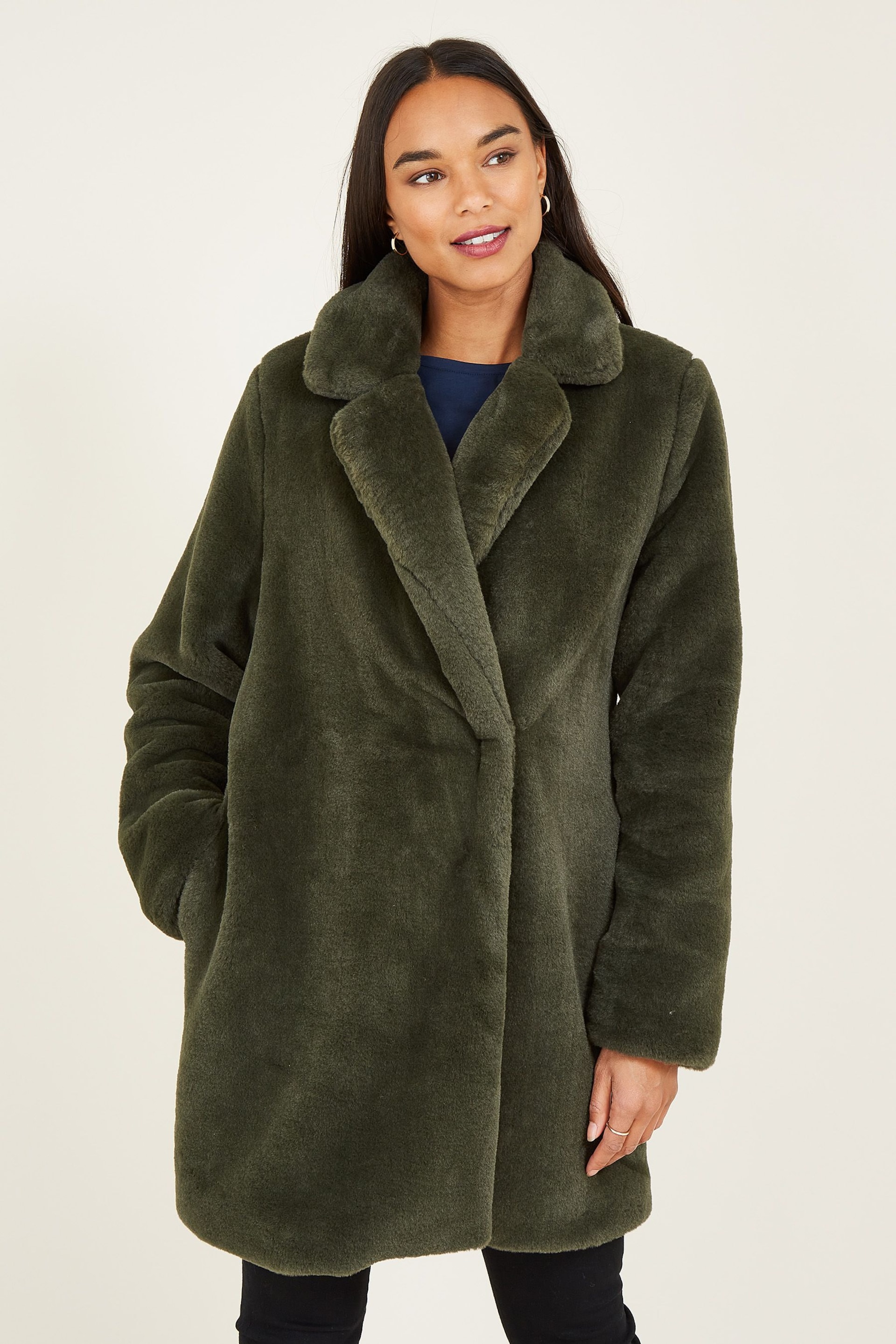 Yumi Green Faux Fur Coat - Image 1 of 5