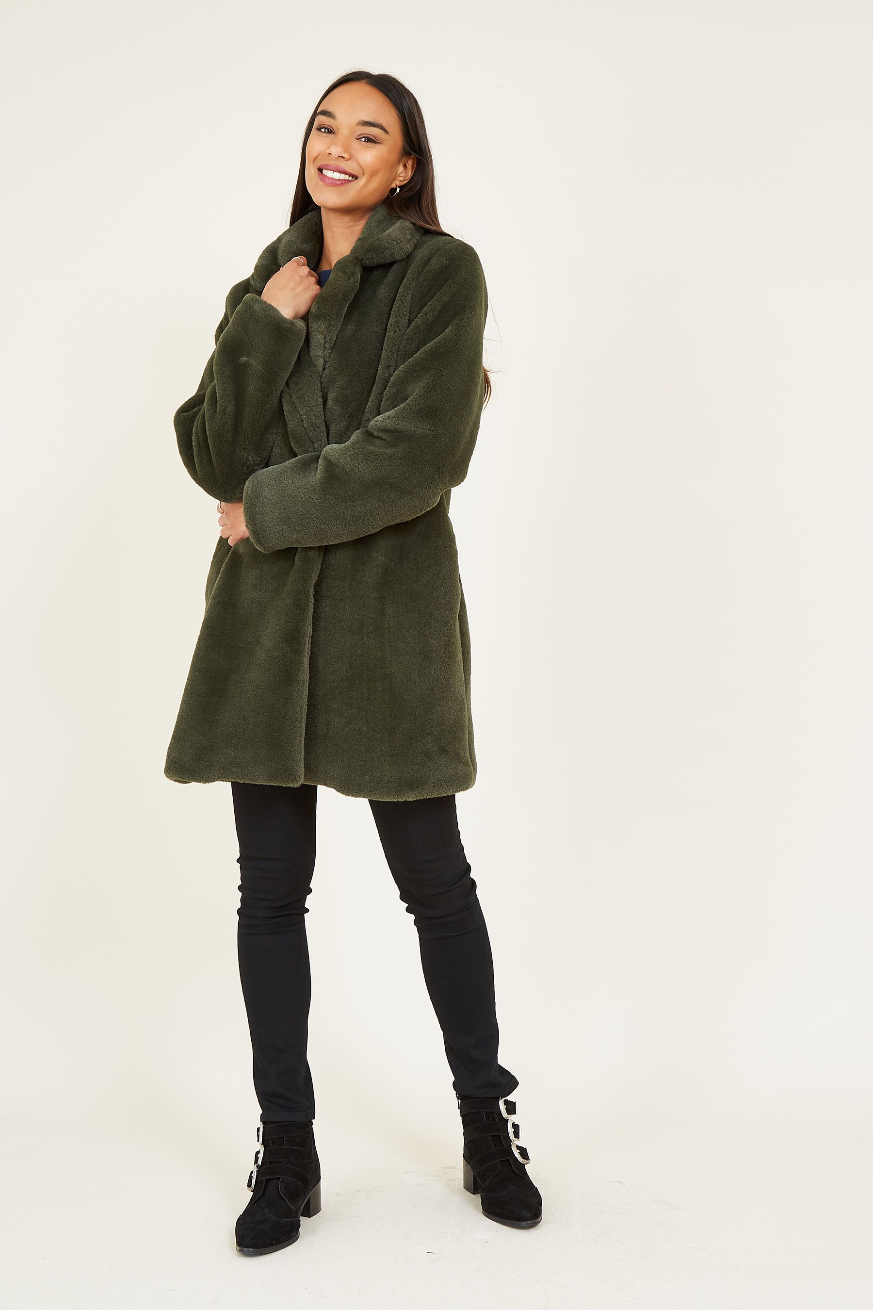 Buy Yumi Green Faux Fur Coat from the Next UK online shop