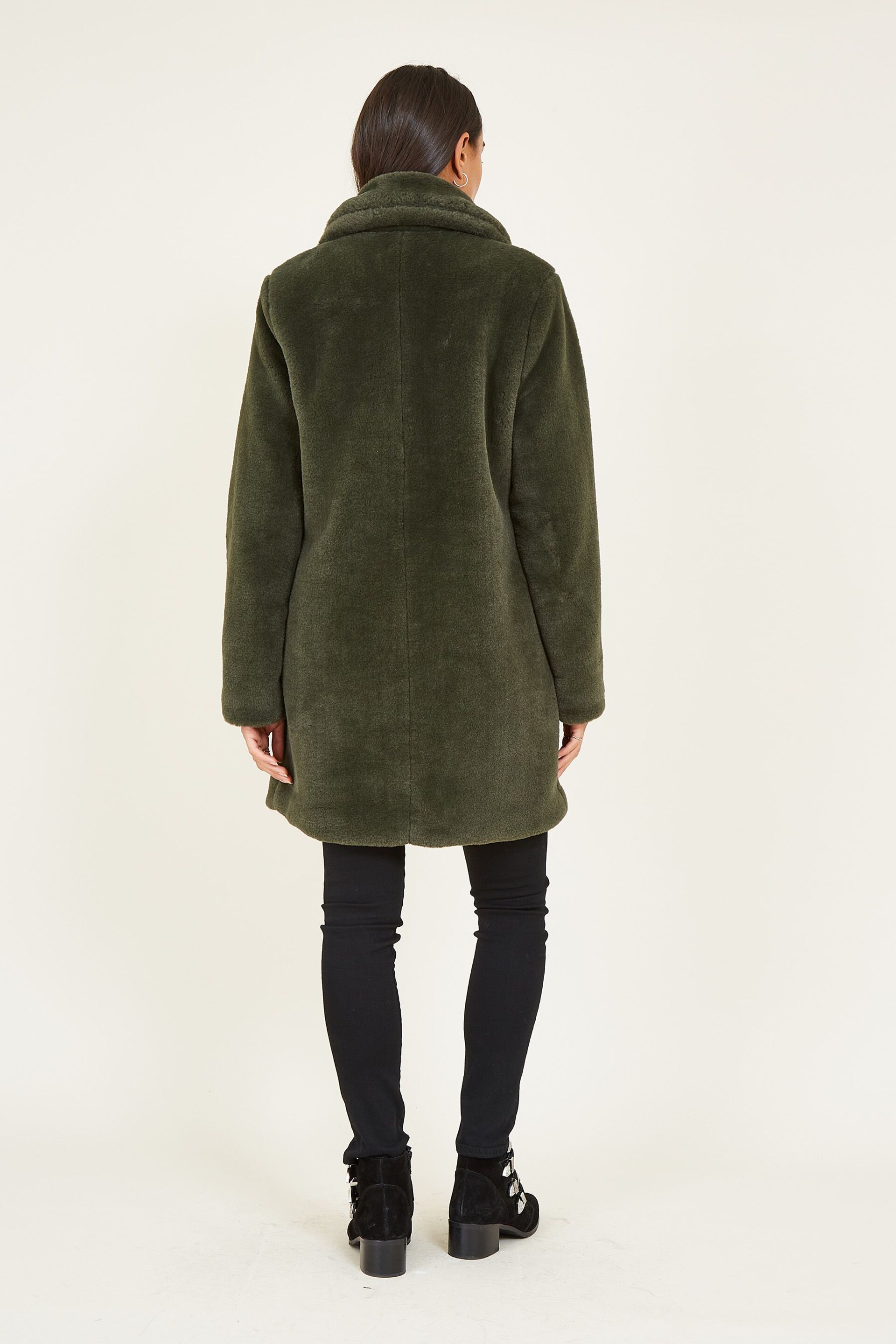 Yumi Green Faux Fur Coat - Image 4 of 5