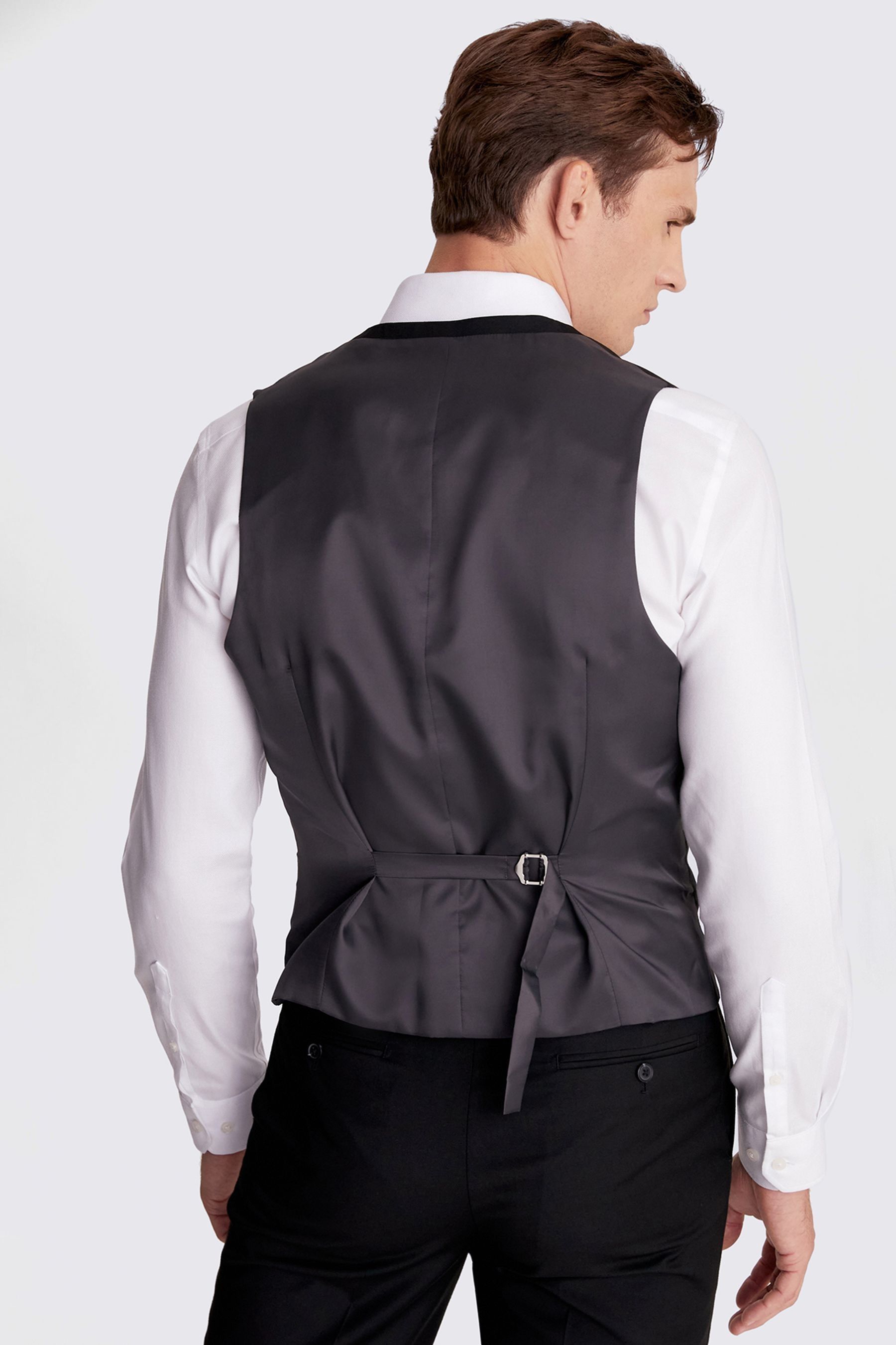 MOSS Skinny Fit Black Stretch Suit Waistcoat