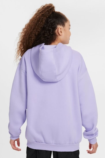 Nike Purple Oversized Club Fleece Zip Through Hoodie