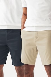 Navy/Stone Slim Fit Stretch Chinos Shorts 2 Pack - Image 1 of 17