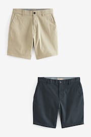 Navy/Stone Slim Fit Stretch Chinos Shorts 2 Pack - Image 9 of 17