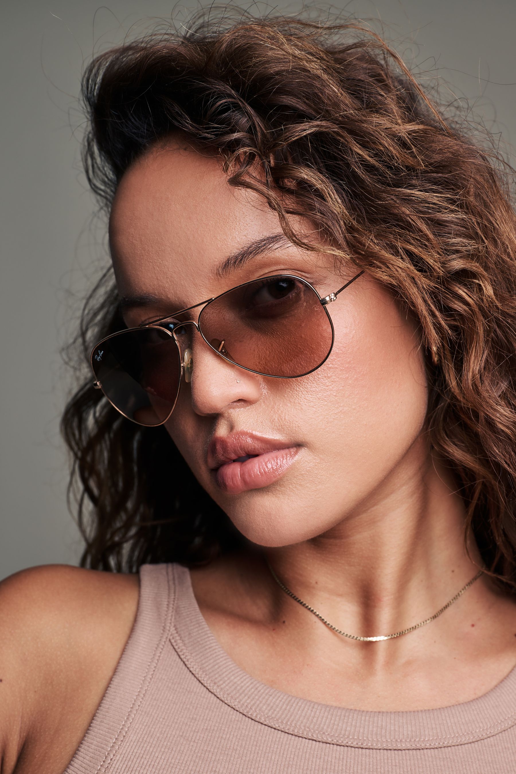 Buy Ray Ban Rose Gold Aviator Large Metal Sunglasses from the Next