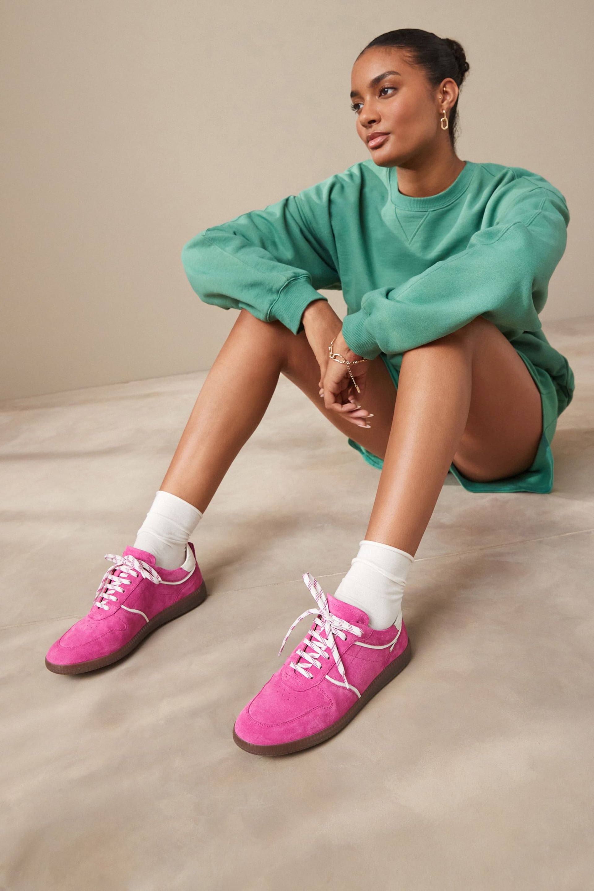 Pink Signature Forever Comfort® Low Retro Leather Trainers - Image 3 of 11