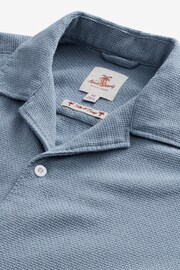 Blue Textured Short Sleeve Cuban Collar Shirt - Image 7 of 8