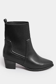 Yours Curve Black Extra Wide Fit Sock Top Line Western Boots - Image 1 of 4