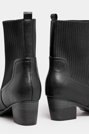 Yours Curve Black Extra Wide Fit Sock Top Line Western Boots - Image 4 of 4