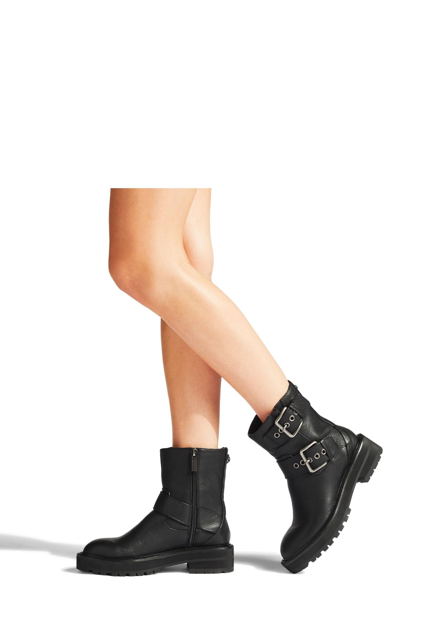 Kurt Geiger London Hackney Black Biker Boots