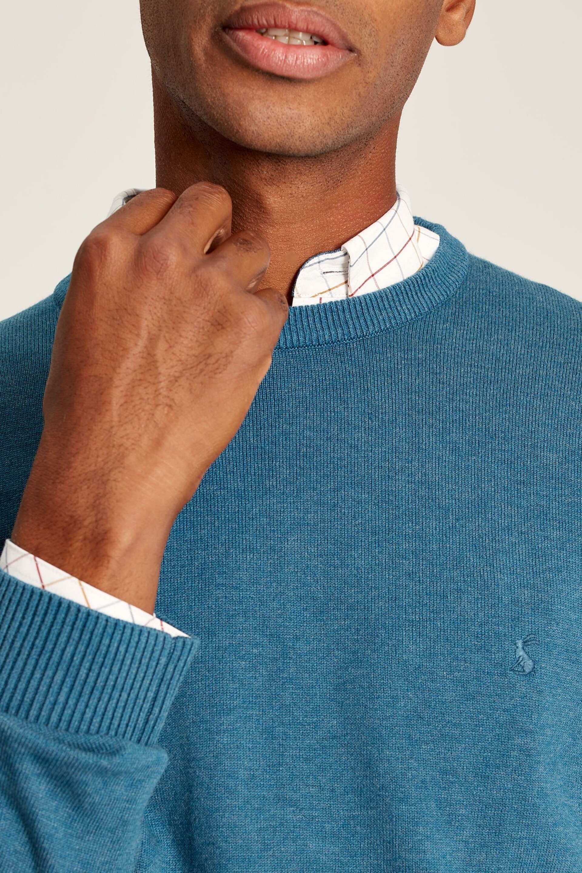 Joules Jarvis Blue Cotton Crew Neck Jumper - Image 3 of 6
