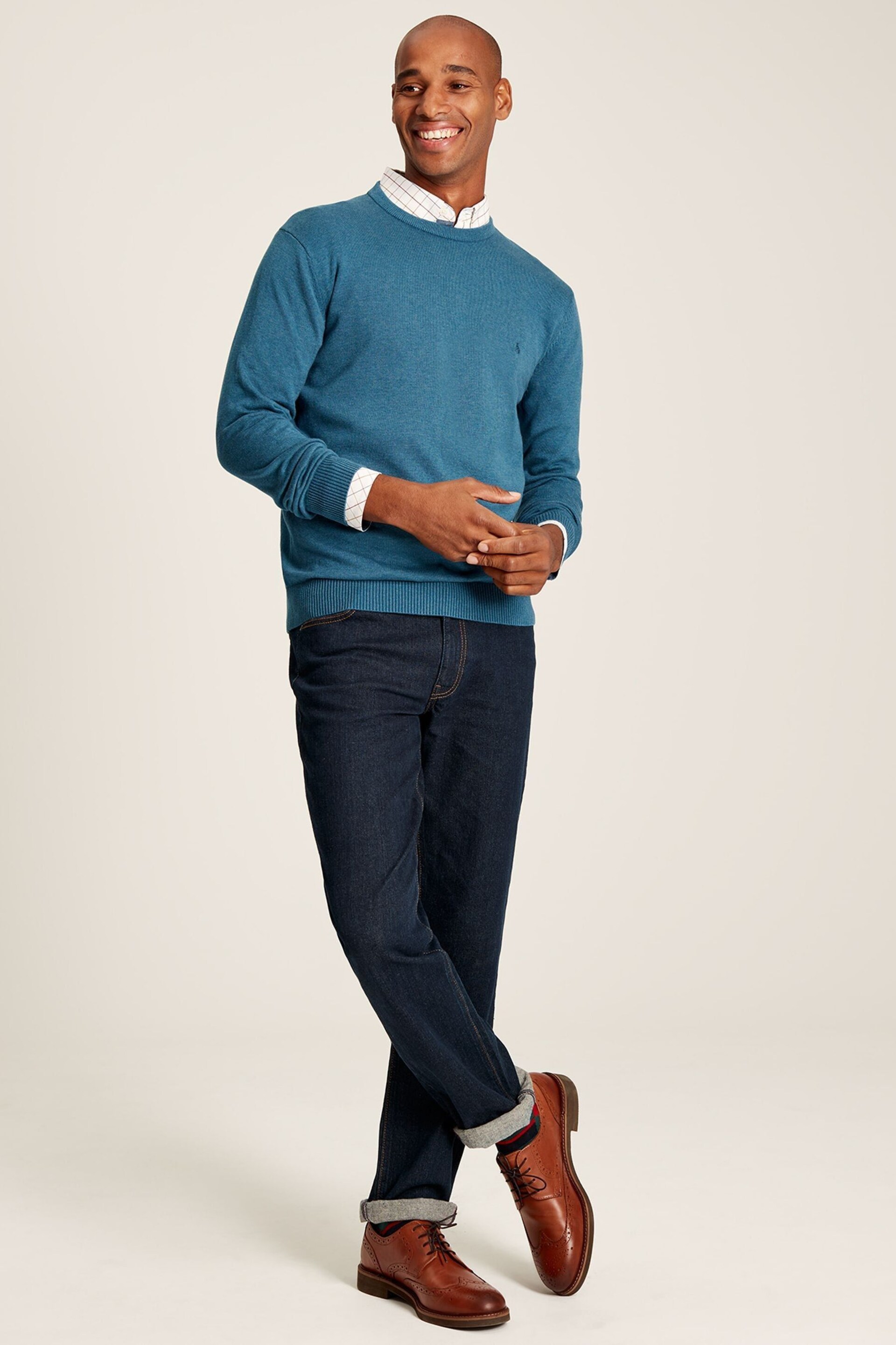 Joules Jarvis Blue Cotton Crew Neck Jumper - Image 5 of 6