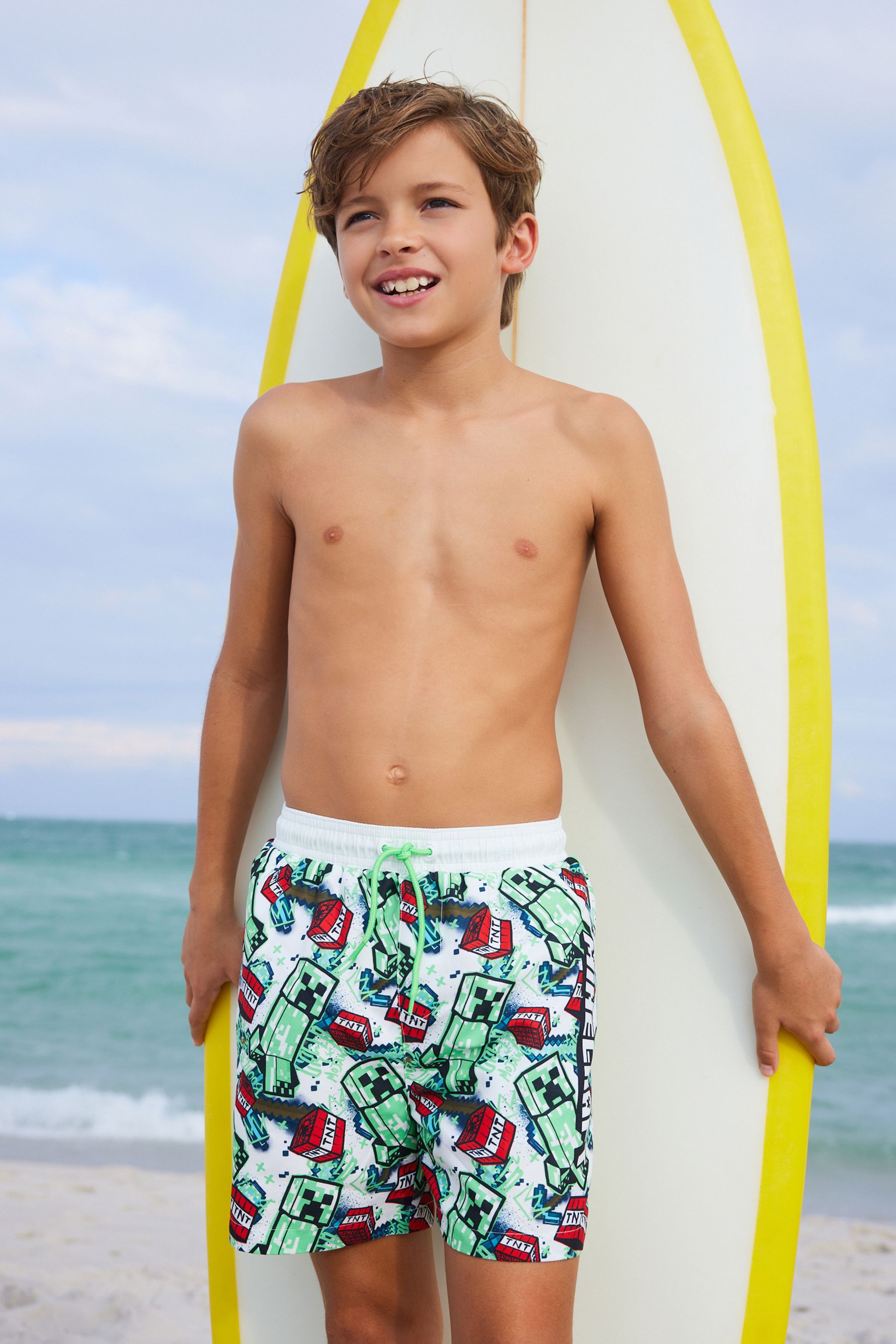 Buy Minecraft Green Swim Shorts 3 16yrs from the Next UK online shop
