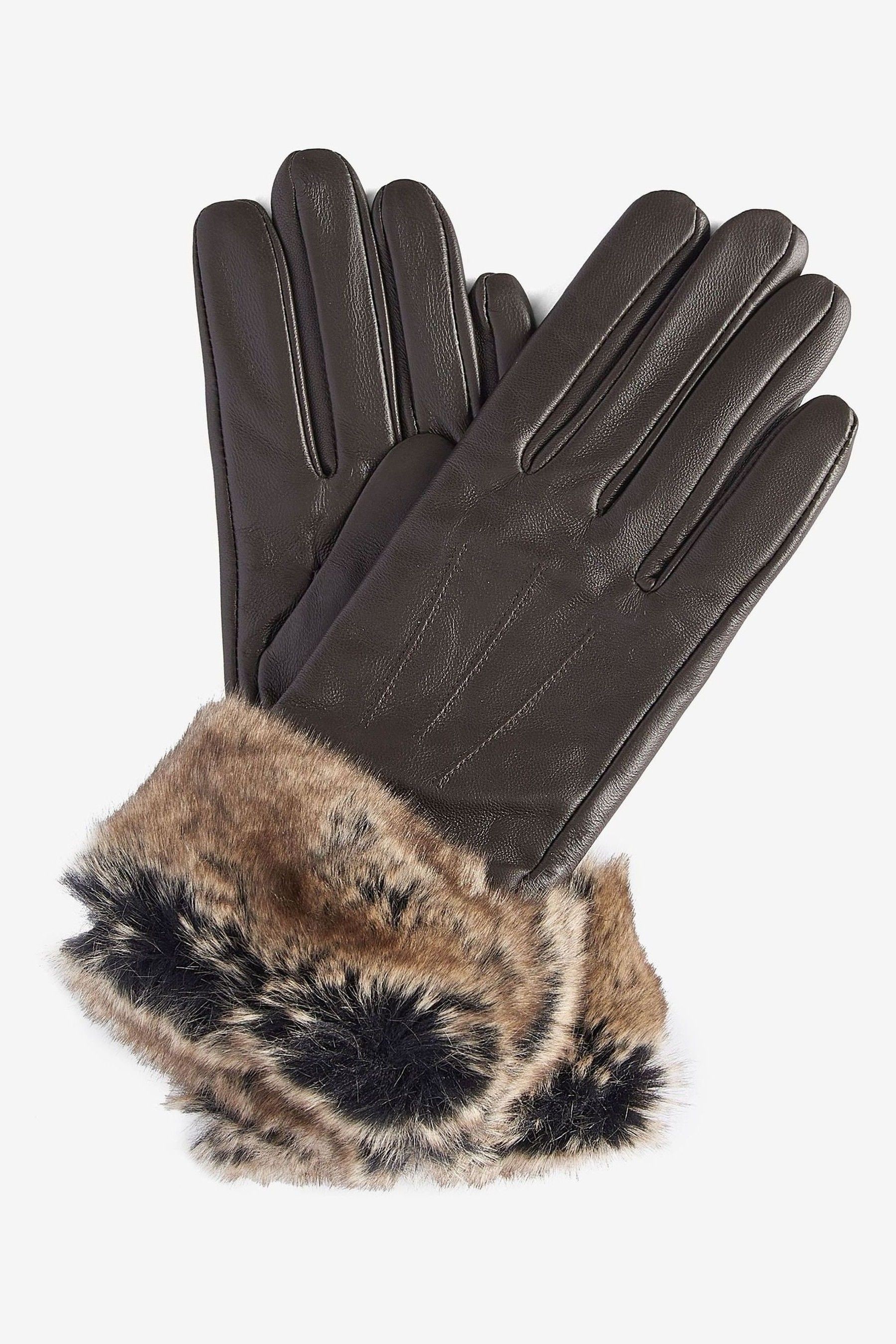 Buy Barbour Brown Trimmed Leather Gloves from the Next UK online shop