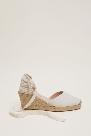 Phase Eight Cream	Suede Ankle Tie Espadrille Shoes