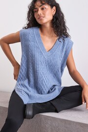 Blue V-Neck Cable Tank - Image 2 of 6
