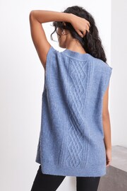 Blue V-Neck Cable Tank - Image 3 of 6