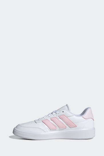 adidas White/Pink Court Block Trainers