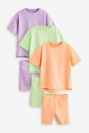 Purple/Green/Orange Short Pyjamas 3 Pack (9mths-16yrs)