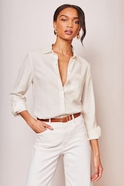 Lipsy White Petite Linen Blend Button Through Shirt - Image 4 of 4