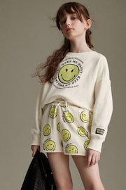 SmileyWorld Ecru Cream Runner Jersey Shorts (3-16yrs) - Image 3 of 7